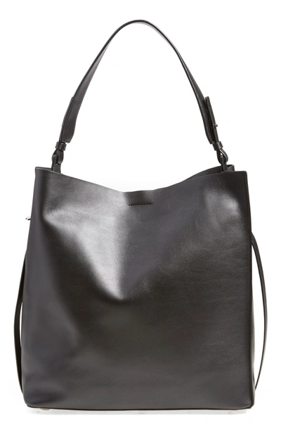 Shop Allsaints 'paradise North/south' Calfskin Leather Tote - Black In Black/ Black