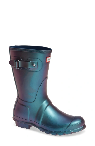 Shop Hunter Original Short Nebula Rain Boot In Wave Blue Rubber