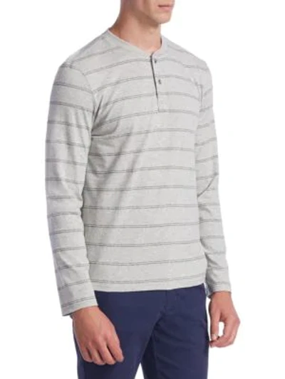 Shop Madison Supply Linear Cotton Top In Heather Grey