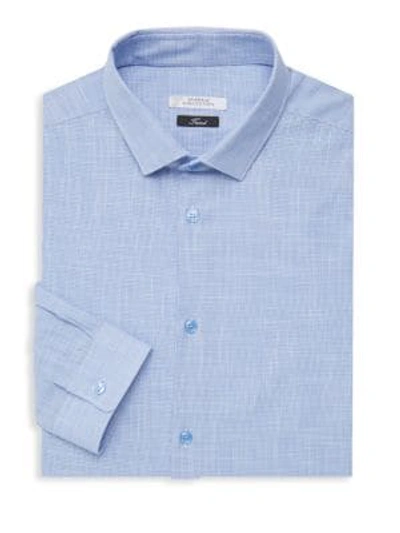 Shop Versace Camicia Cotton Dress Shirt In Light Blue