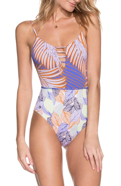 Shop Maaji Riohacha Village Strappy One-piece Swimsuit In Blue Multi