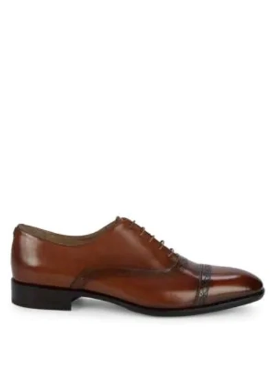 Shop Roberto Cavalli Lace-up Leather Oxfords In Cognac