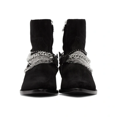 Shop Amiri Black Suede Western Chain Boots In Blk Black