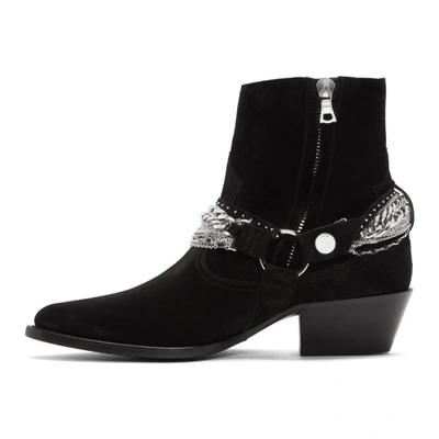 Shop Amiri Black Suede Western Chain Boots In Blk Black