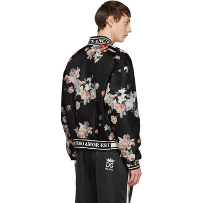 Shop Dolce & Gabbana Dolce And Gabbana Black Floral Angels Bomber Jacket In Hnr86 Flora