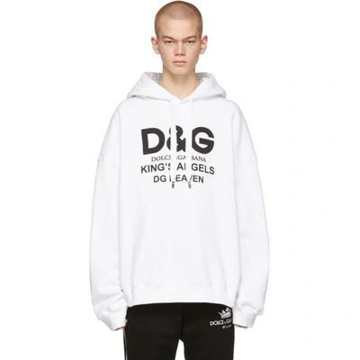 Dolce And Gabbana White Kings Angels Hoodie In Multi