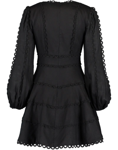 Shop Zimmermann Heathers Flounce Short Dress In Black