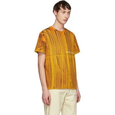 Shop Eckhaus Latta Orange Dyed Lapped T-shirt