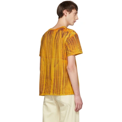 Shop Eckhaus Latta Orange Dyed Lapped T-shirt