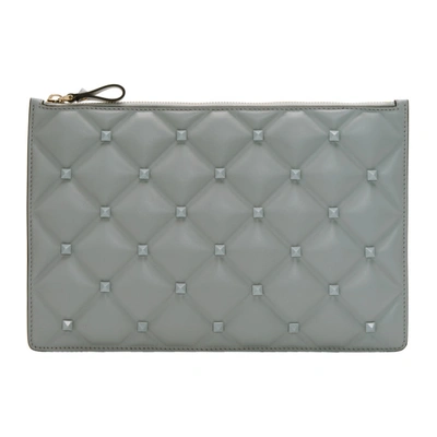 Shop Valentino Blue  Garavani Candy Rockstud Pouch In J14 Sil Blu