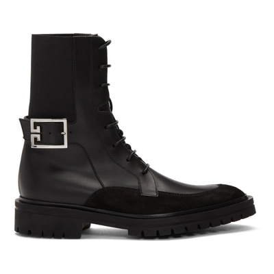 Shop Givenchy Black Aviator Combat Boots