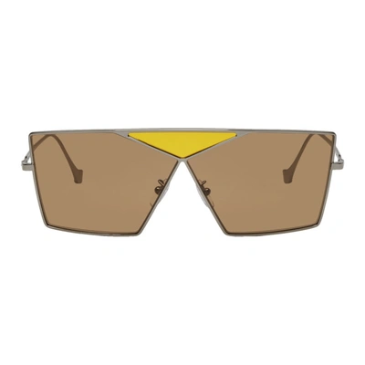 Shop Loewe Brown Square Puzzle Sunglasses In 14e Yellow