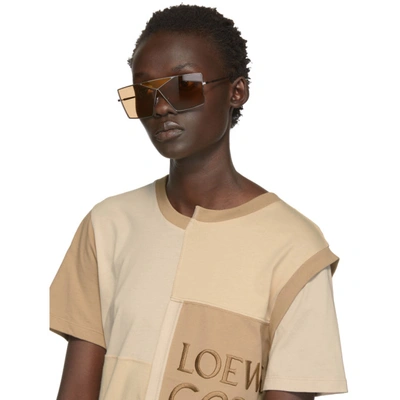 Shop Loewe Brown Square Puzzle Sunglasses In 14e Yellow