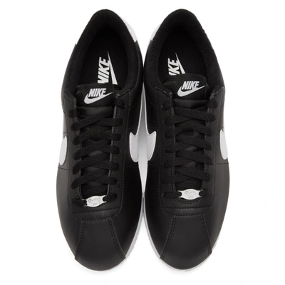 Shop Nike Black Leather Basic Cortez Sneakers In 012blkwht