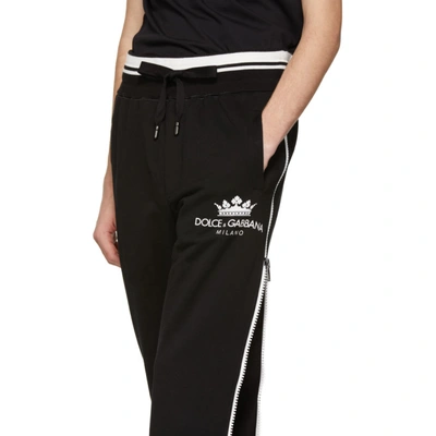 Shop Dolce & Gabbana Dolce And Gabbana Black Zipper Crown Lounge Pants In N0000 Blk