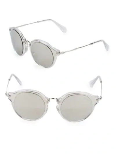 Shop Miu Miu Lucite 49mm Round Sunglasses In Silver