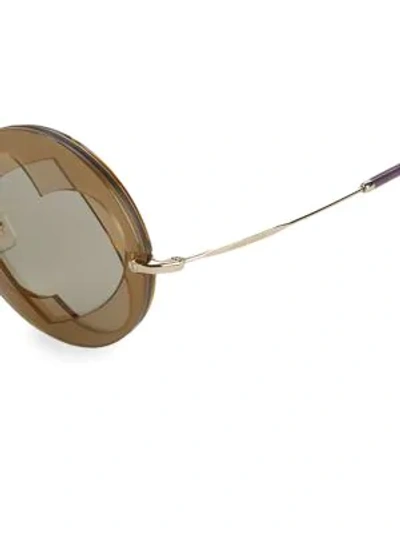 Shop Miu Miu Heart Cut-out 62mm Round Sunglasses In Gold Brown