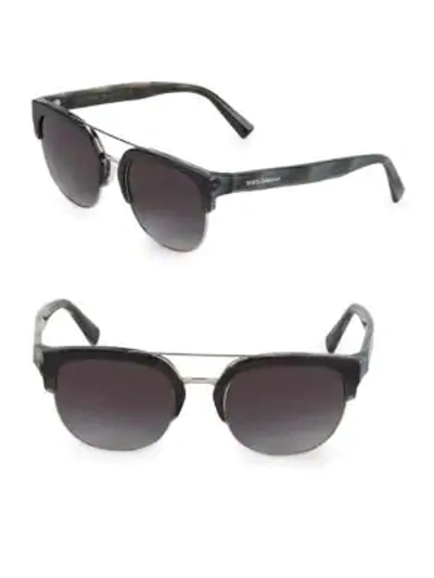 Shop Dolce & Gabbana 55mm Browline Cat Eye Sunglasses In Blue Horn