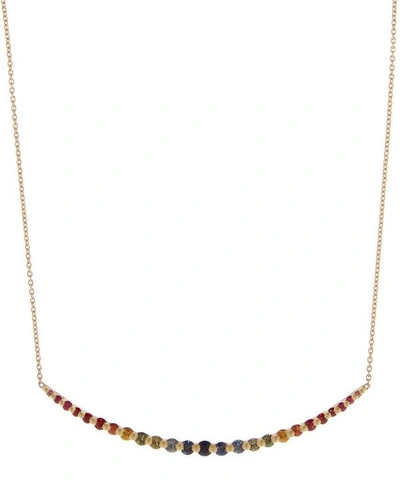 Shop Polly Wales Gold Rainbow Sapphire Halo Necklace