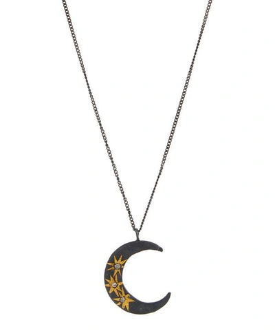 Shop Acanthus Oxidised Silver Large Celestial Star Moon Diamond Necklace