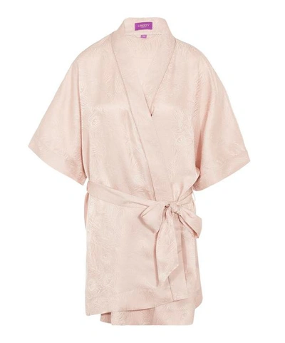 Shop Liberty London Women's Hera Silk Jacquard Short Kimono In Light Pink