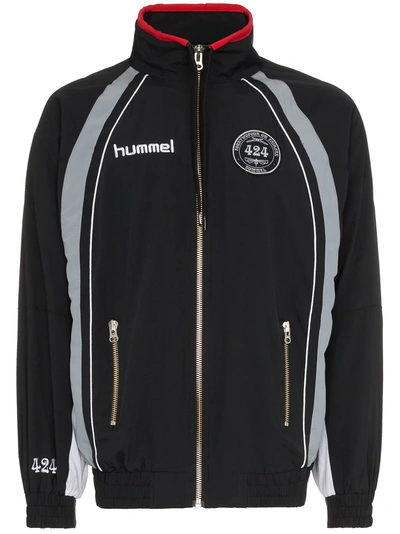 Shop 424 X Hummel Logo Patch Striped Jacket In Black