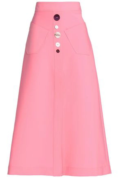 Shop Ellery Woman Button-embellished Woven Midi Skirt Bubblegum