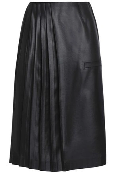 Shop Marco De Vincenzo Pleated Satin Skirt In Black