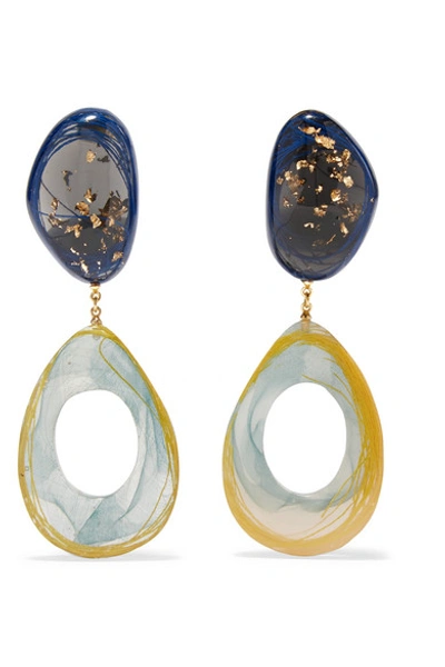 Shop Ejing Zhang Kaare Resin And Gold-plated Earrings In Blue