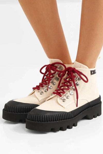Shop Proenza Schouler Cotton-canvas Ankle Boots In White