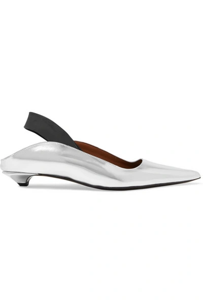 Shop Proenza Schouler Metallic Leather Slingback Mules In Silver