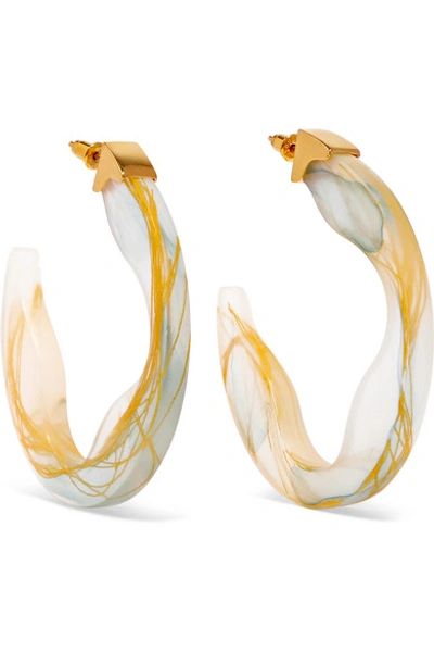 Shop Ejing Zhang Scilla Resin And Gold-plated Hoop Earrings