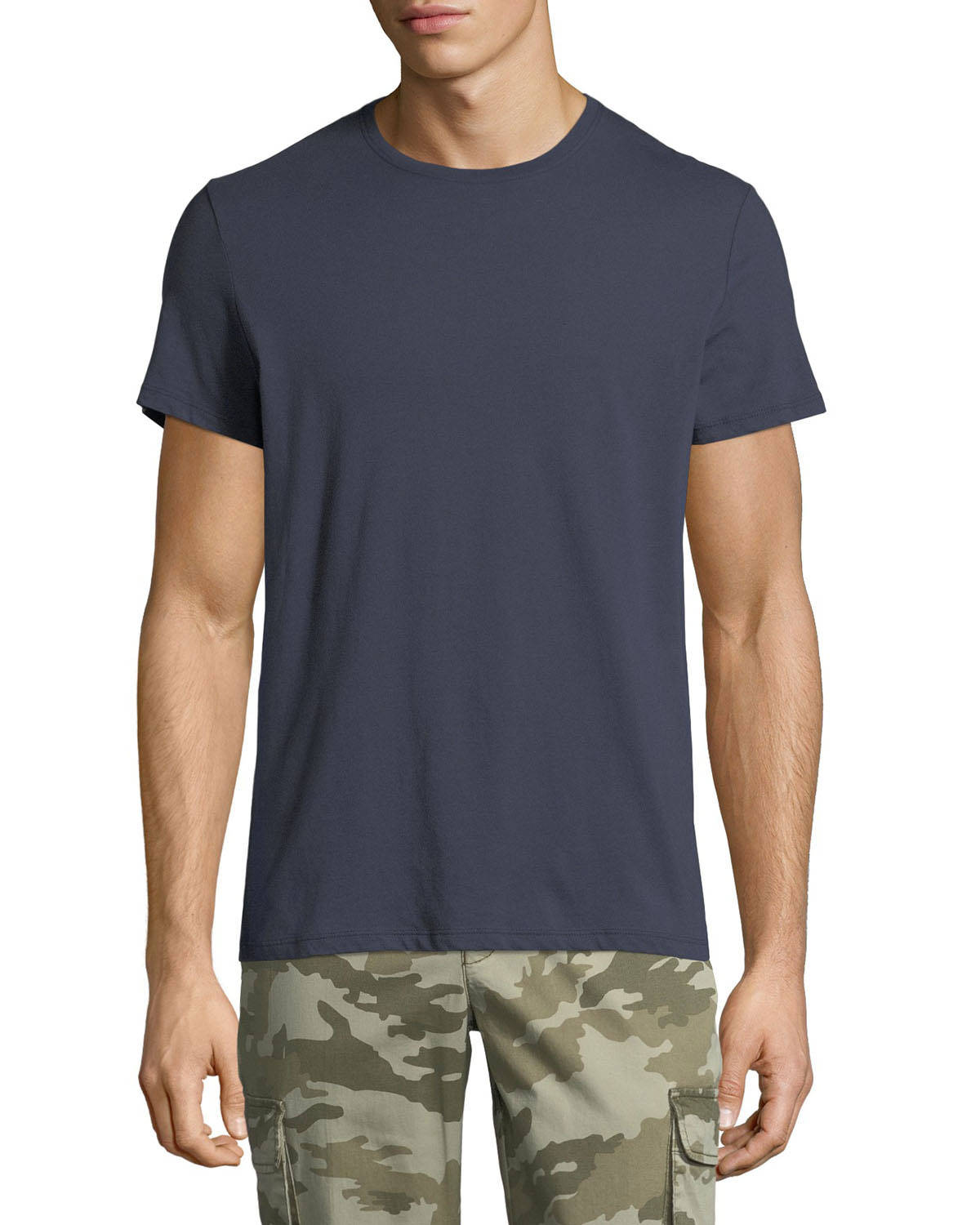 ATM Anthony Thomas Melillo Men's L/S Gray Camouflage Crew-Neck Slub T-Shirt