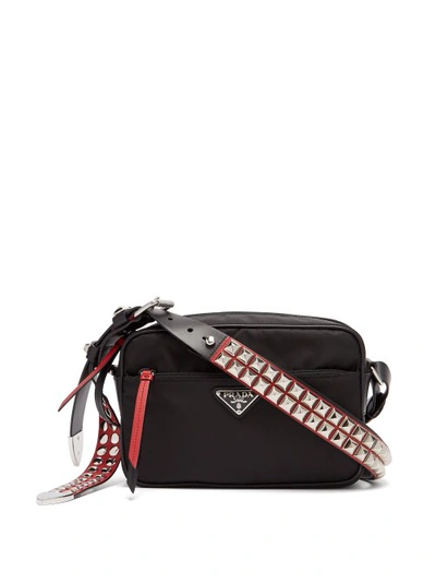 Prada New Vela Studded Messenger Bag - Black Messenger Bags, Bags