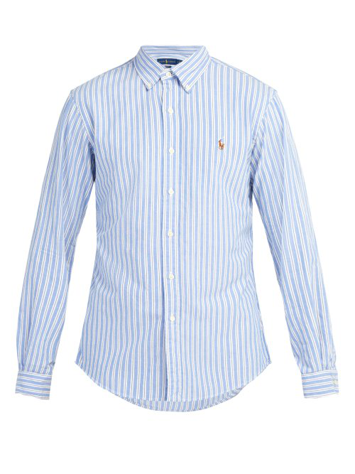 ralph lauren blue white striped shirt