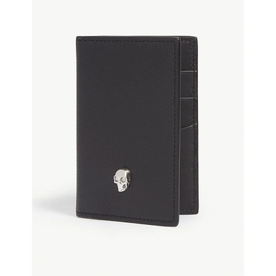 Shop Alexander Mcqueen Leather Bi-fold Card Holder In Black/silver