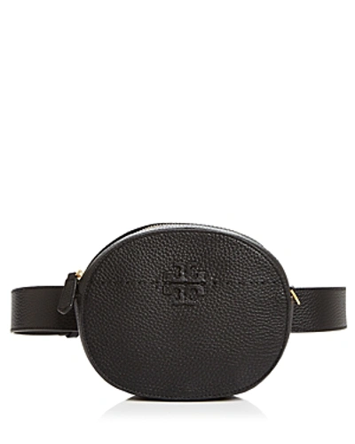 Shop Tory Burch Mcgraw Round Leather Convertible Crossbody In Black/gold