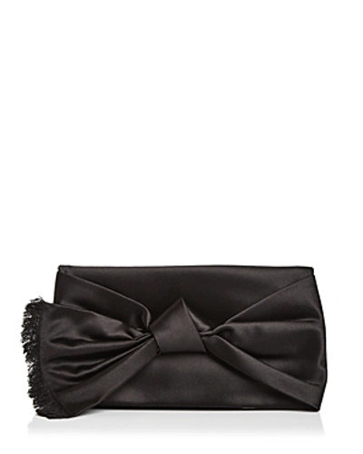 Shop Tory Burch Eleanor Knotted Bow Clutch In Black/gold