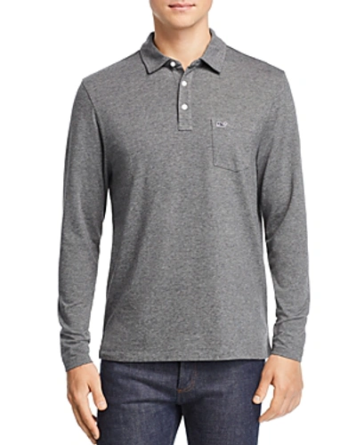 Shop Vineyard Vines Edgartown Long-sleeve Polo Shirt In Charcoal