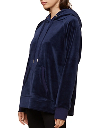 Shop Juicy Couture Black Label Luxe Velour Hooded Sweatshirt In Regal