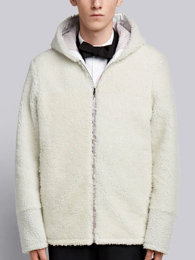 Shop Thom Browne Deerskin Stripe Dyed Shearling Jacket In White