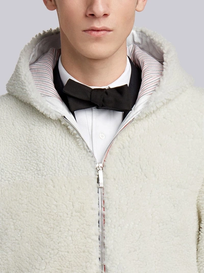 Shop Thom Browne Deerskin Stripe Dyed Shearling Jacket In White