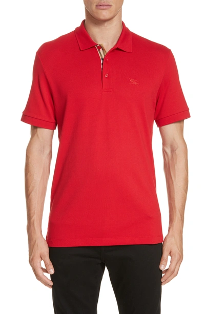 Shop Burberry Hartford Pique Polo In Bright Red
