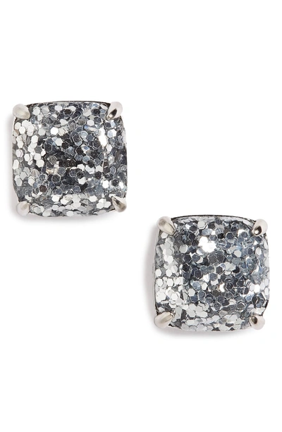 Shop Kate Spade Glitter Stud Earrings In Silver Glitter
