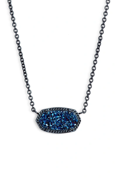 Shop Kendra Scott Elisa Filigree Pendant Necklace In Blue Drusy/ Navy Gnmt