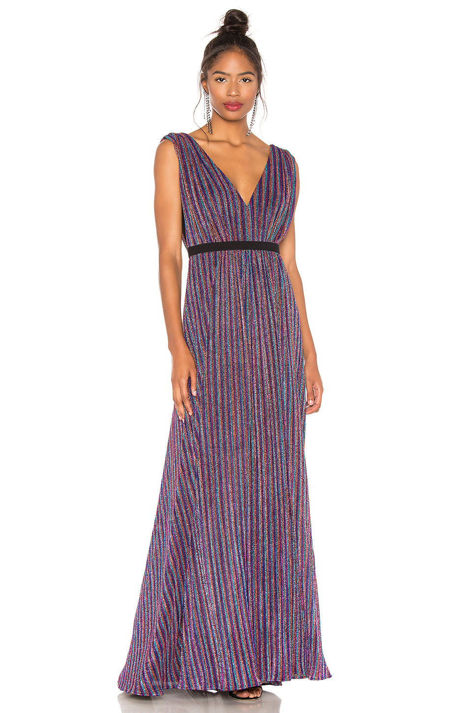 bcbg shimmer stripe knit gown