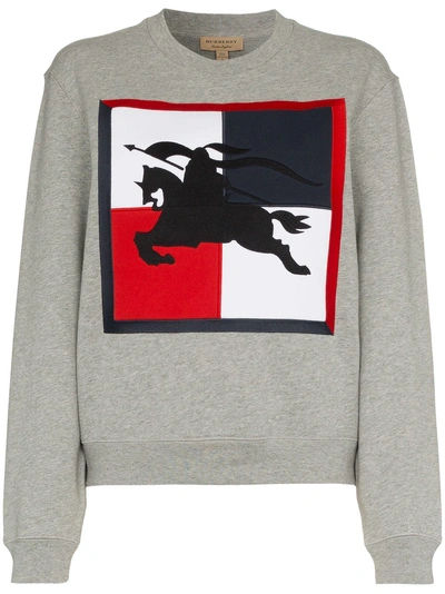 Shop Burberry Wight Joust Embroidered Jumper - Grey