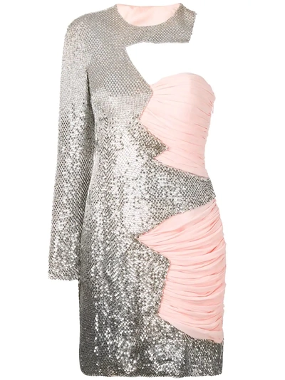 Shop Moschino Asymmetric Sequin Dress - Pink