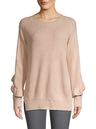 Shop Avantlook Cool Girl Ruffled Sweater In Beige