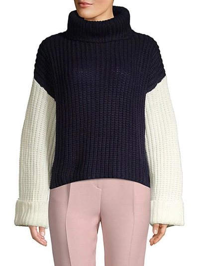 Shop Avantlook Oversized Three-tone Slouchy Sweater In Blue Pink